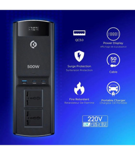 Powerology 500W Universal Multi-Port Car Inverter PCCSR008-BK