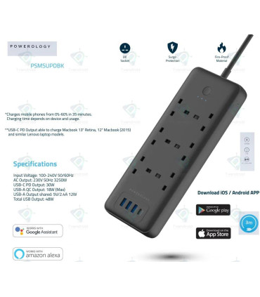 Powerology Smart Multiport Socket 6 AC