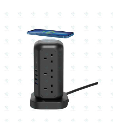 Powerology 12 Socket Multi-Port Tower Hub Extension