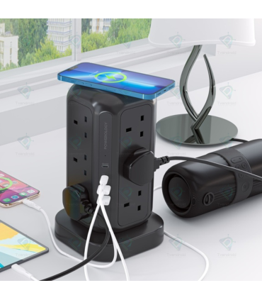 Powerology 12 Socket Multi-Port Tower Hub Extension