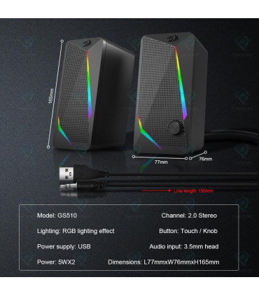Redragon GS510 Waltz RGB Desktop Speakers